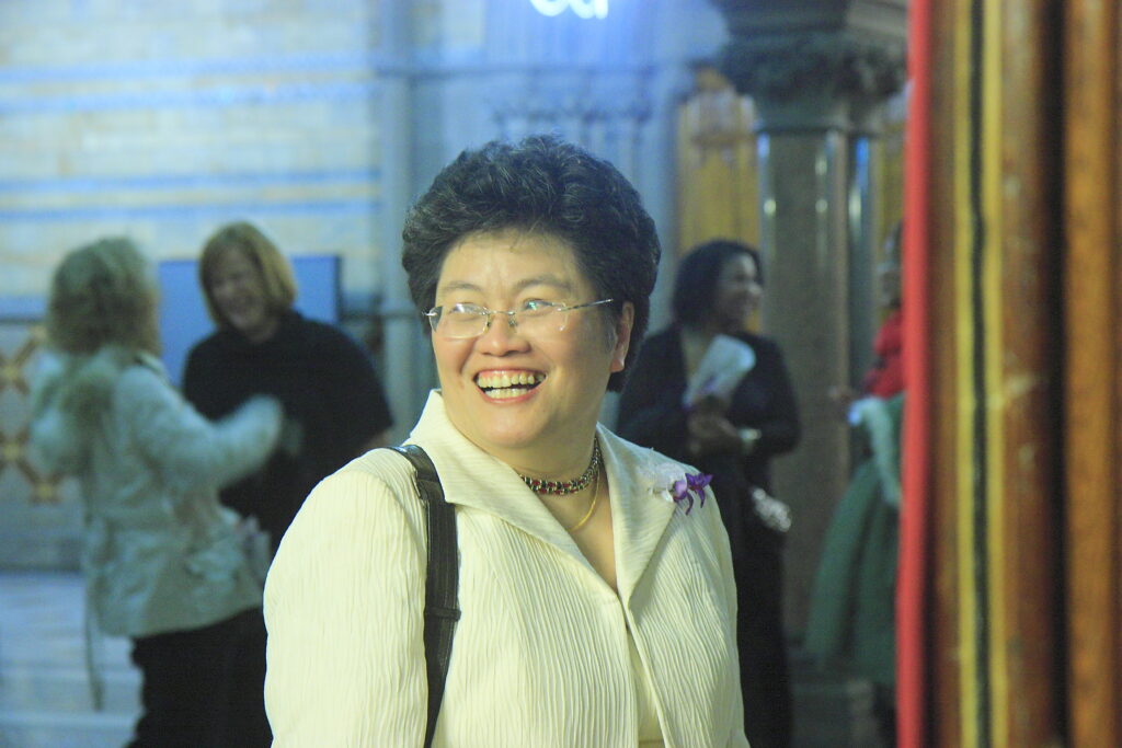 Sylvia at Manchester Art Gallery, celebrating Wai Yin's 20th Anniversary