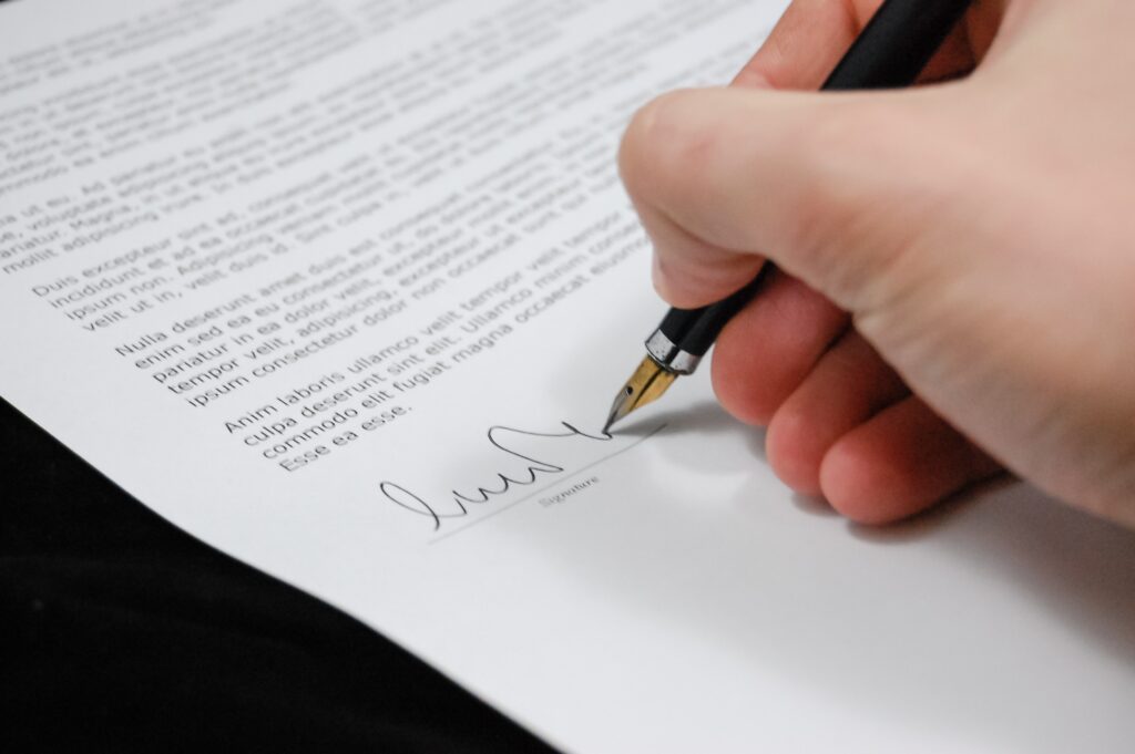 Sign pen business document