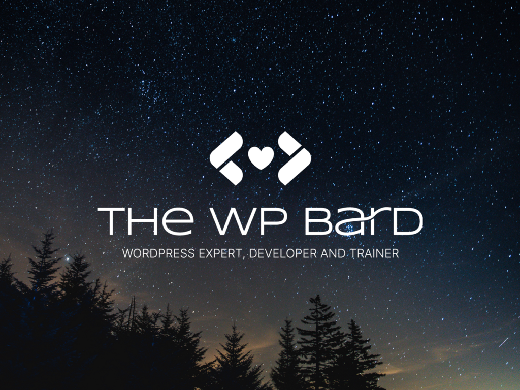 "The WP Bard", my blog name on a starry background.